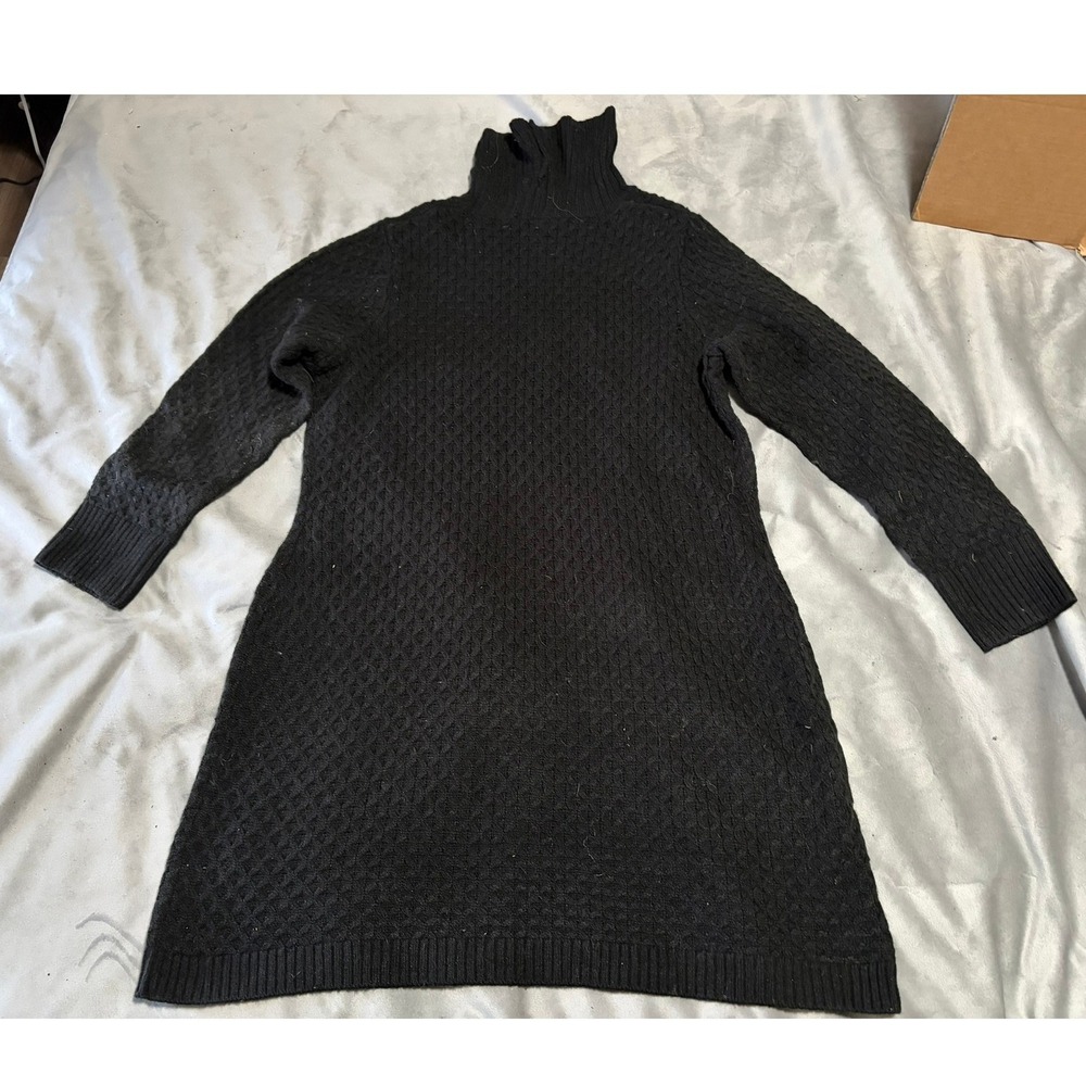 Terra & Sky Black Turtleneck Sweater Dress Cable Knit Long Sleeve Plus Size 0X